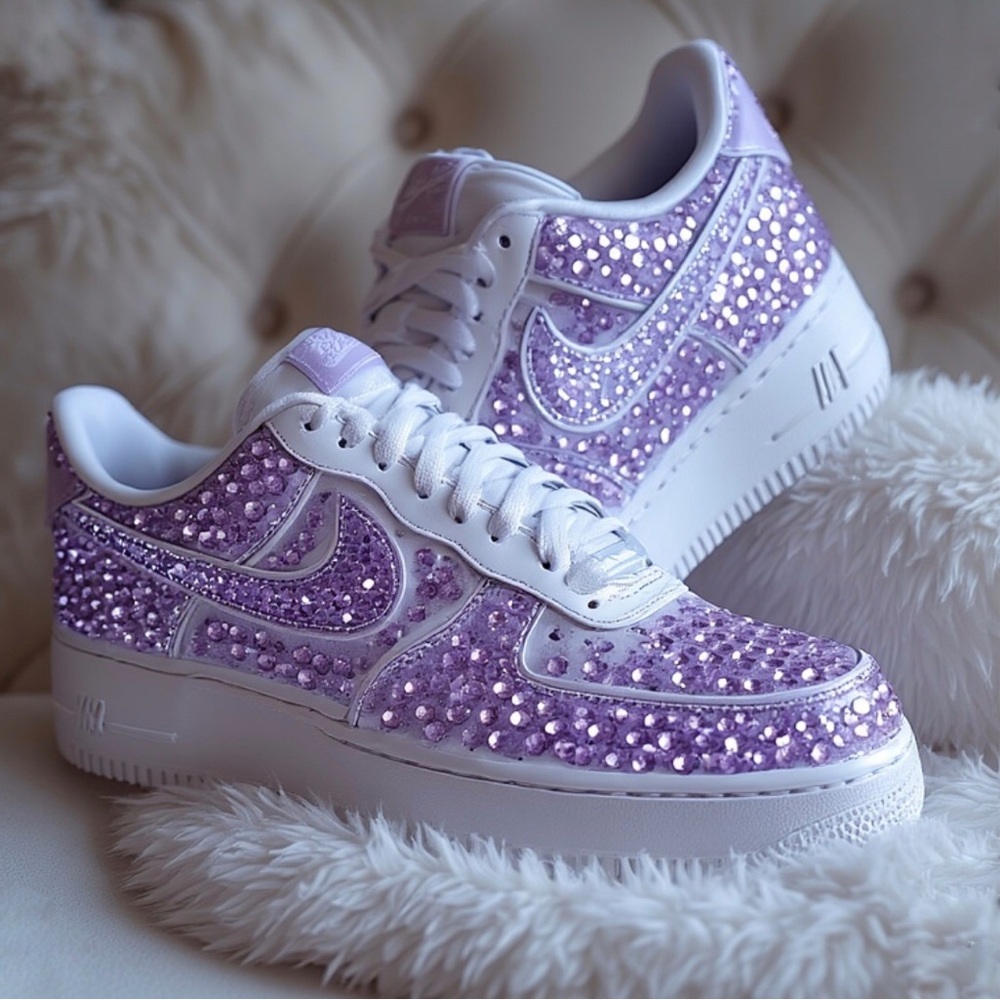 Purple Bling Nike Air Force 1 | Custom Rhinestone AF1 | Handcrafted Sparkle Shoe